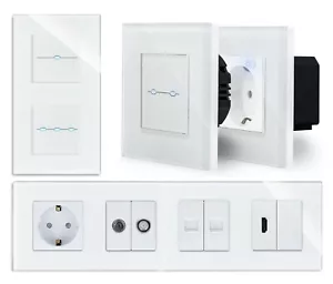 Interruptor de luz táctil enchufe interruptor de cambio botón Wifi vidrio blanco tiempo de lujo - Imagen 1 de 124
