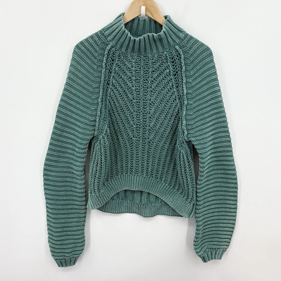 Free People Sweetheart Sweater Womens Medium Chunky Ribbed Boho Cotton Oversized - Image 1 of 4