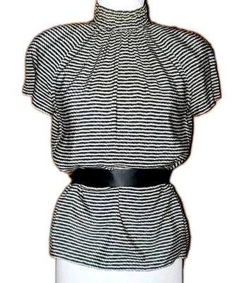 Blusa vintage de seda negra y crema VALENTINO Miss V manga gorra talla 40 Foto 1 de 4