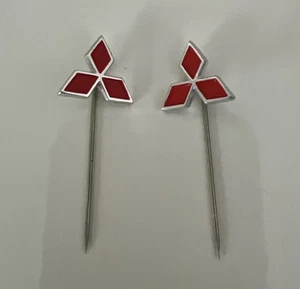 Vintage Mitsubishi Emblem Enamel Pins Lot Of 2 Stick Pin Hats - Picture 1 of 3