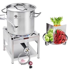 52QT Stainless Steel Steamer Pot With 200,000BTU Portable Propane Burner - Picture 1 of 5