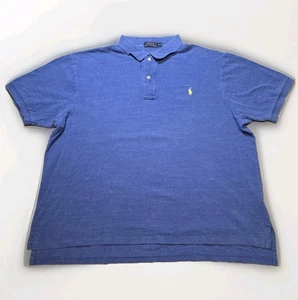 Polo Ralph Lauren Herren 3XB groß blau/gelb kleines Pony klassisch Viertelknopf - Bild 1 von 10