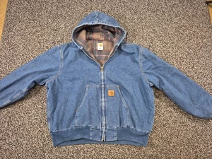 Chaqueta de trabajo vaquera con capucha Carhartt vintage años 90 talla 2XL J08DST - Imagen 1 de 10