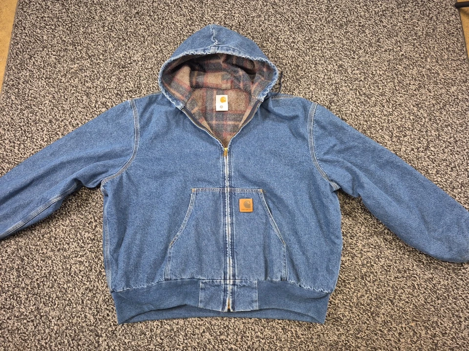 Carhartt винтажный 90-х джинсовой ткани с капюшоном Jean Workwear куртка размер 2XL J08DST - Изображение 1 из 4