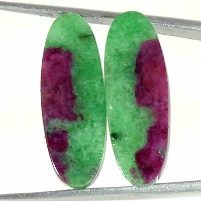 22,60 quilates rubí natural en zoisita par ovalado cabujón piedras preciosas sueltas 09x25x4 mm Foto 1 de 4