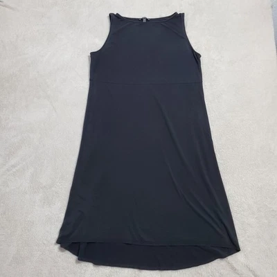 Eileen Fisher Black Sleeveless A Line Dress Women M Midi Stretch Minimalist - Image 1 of 4