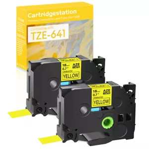 2PK Compatible for Brother TZ TZE-641 PT-P750W Black on Yellow Label Tape 3/4" - Bild 1 von 9