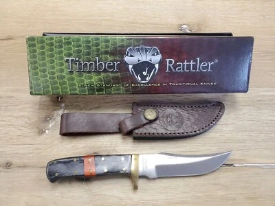 Timber Rattler Fixed Blade Hunting Knife TR108 W/leather Sheath - Image 1 of 4