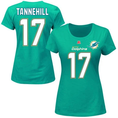 NEW Womens NFL Miami Dolphins Majestic Aqua Ryan Tannehill #17 Her Catch T-Shirt - Image 1 of 3