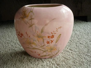 HERMOSO JARRÓN FLORAL ROSA SALMÓN/FIRMADO - Imagen 1 de 6
