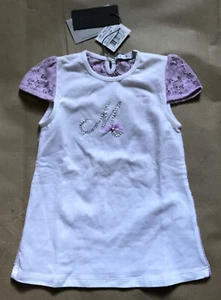 Baby Clothes (12m) - Melby White & Purple Lace T-Shirt Dress - Unused - Picture 1 of 4