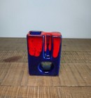 Vase en Céramique des Années 70 Bleu et Rouge - Design - Vintage - Rare