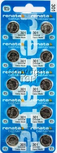 10 pcs Renata Watch Batteries 301 SR43SW SR43 301 9902 0% MERCURY - Picture 1 of 1