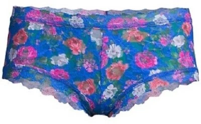 Hanky Panky VERSAILLES Blue Multicolor Floral Print Signature Lace Boyshort - L - Image 1 of 4
