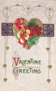 Emboosed & Gilt Valentine Greeting UNP Unused DB Postcard - Picture 1 of 2