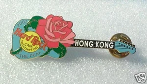 HARD ROCK CAFE HONG KONG THE PEAK 2003 VALENTINES DAY ROSE GUITAR PIN LE300 - Picture 1 of 1
