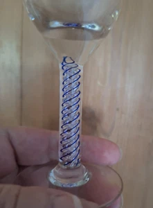 Set of 6 contemporary Georgian Style blue and clear Air Twist Port Wine Glass - Picture 1 of 10