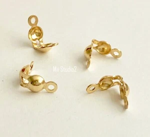 20pcs 3.5mm 14k Gold Filled Clamshell clam shell bead tip knot cover F08g - Picture 1 of 2