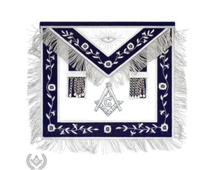 Freimaurer Past Master Blue Lodge Schürze 100% Lammfell königsblau - Handstickerei - Bild 1 von 5