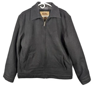 Old Navy Wool Coat Mens Medium Black Classic Durable Grandpa Retro Winter Warm - Picture 1 of 12