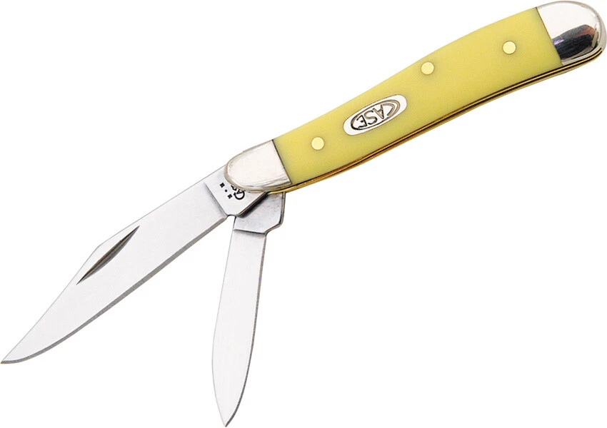 Case Cutlery XX Smooth Yellow Synthetic Handle Peanut Folding Pocket Knife 80030