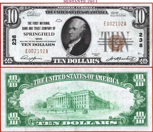 USA - 10 DOLLARS BROWN SERIAL 1929 SPRINGFIELD OHIO - P FR1801-1 Type 29T1 - XF - Picture 1 of 6