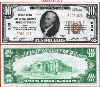 USA - 10 DOLLARS BROWN SERIAL 1929 SPRINGFIELD OHIO - P FR1801-1 Type 29T1 - XF - Image 1 of 4