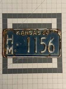 LICENSE PLATE KANSAS STATE TITLE: HM-1156 YEAR: 1964 VINTAGE - Picture 1 of 6