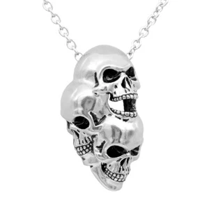 DREIKÖPFIGE TOTENKOPF ANHÄNGER HALSKETTE 17" - 19" VON CONTROSE - Bild 1 von 8