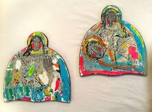2 Original Unique Ukrainian Art Relief Paintings In Expression Folk Modern Style - Picture 1 of 16