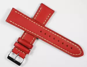 ROTES 22 MM FLIEGER UHRENARMBAND DICKES LEDER MIT EASY FIT PINS VON ROYAL LONDON - Bild 1 von 4