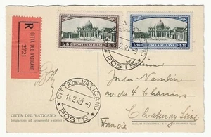 Vaticano - 5 L. e 10 L. serie "Giardini" 1933 su cartolina per la Francia - Picture 1 of 2
