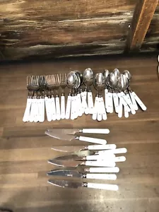 46 Pieces White Handled Gibson Stainless Steel Flatware - Picture 1 of 8