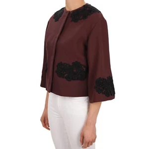 DOLCE & GABBANA Baroque Lace Jacket Coat Bordeaux Black IT 36 US 0 XS 13705 - Picture 1 of 4