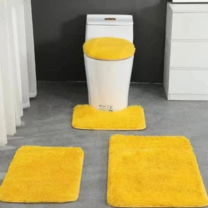 4 Piece Non Slip, Toilet Lid Cover and Contour Mat, Bath Mats Shower Mats Bath R - Picture 1 of 12