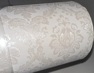 Damask Emboss Wallpaper Italy Made Wallcovering Brewster White - Picture 1 of 20