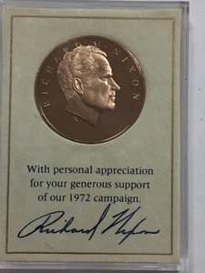1972 Richard NIXON Solid BRONZE Campaign Appreciation  MEDAL Franklin Mint - Picture 1 of 4