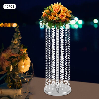 10 piezas centros de mesa de boda jarrones flor de cristal florero decorativo soporte 23,6 pulgadas de alto Foto 1 de 4