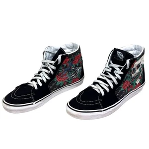 Vans Sk8-Hi Rose Totenköpfe schwarz Canvas Wildleder Größe US 11,5 Herren Damen 13 - Bild 1 von 13