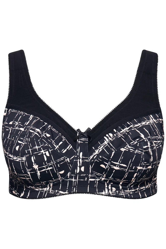 Ulla Popken Damen große Größen Entlastungs BH grafischer Druck ohne Bügel - Bild 1 von 1