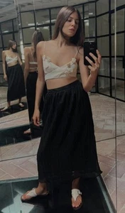 Zara Wrinkled Effect Midi Skirt,  Black Size L  - Picture 1 of 3