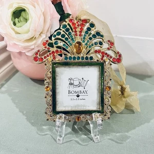 Cornice portafoto vintage Bombay Company gioiello ornamento 3" smalto oro gioielli - Foto 1 di 5