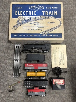 + Marx Sears Happi Time Steam Locomotive & Tender 4 Car Freight Set 05948 - Image 1 of 4