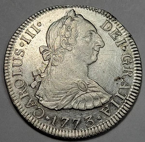 1773 Mo Mexico Silver 2 Reales Carolus III High Grade UNC Details Cleaned *K697 - Picture 1 of 5