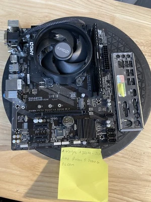 Gigabyte GA-A320M-S2H AM4 Motherboard + Ryzen 5 2400G 8GB RAM Cooler I/O Shield - Image 1 of 4
