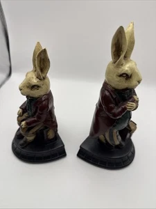 Alice in Wonderland themed Resin Rabbit Bookends Rare - Picture 1 of 7