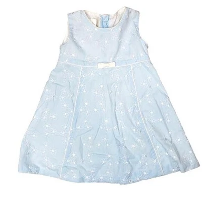 Strasburg Blue Embroidered Floral Dress 18M 100% Cotton sundress easter dress - Image 1 of 4