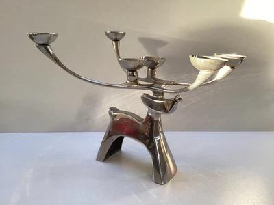  Heavy Christmas Reindeer Candle Holder Chrome plated Holds 6 Candles/Tea Lights - Image 1 of 4