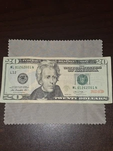 January 26, 2001 - $20 Dollar Bill True Birthday Note - Serial Number 01262001 - Picture 1 of 3