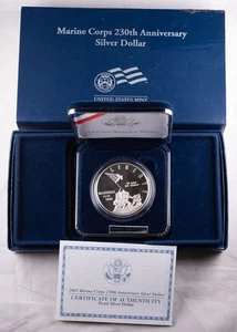 2005 Marine Corps 230th Anniversary Proof Silver $1 U.S. Mint OGP/COA - Picture 1 of 5